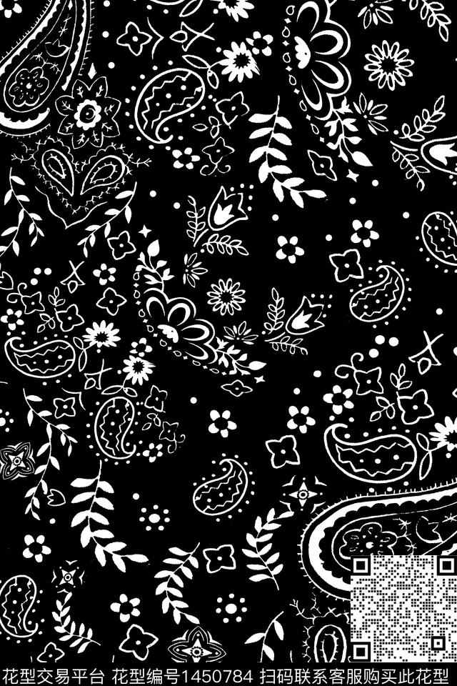 时尚佩斯利真丝数码印花华亿平台下载（图片编号: 1450784） - 瓦栏（Walan）