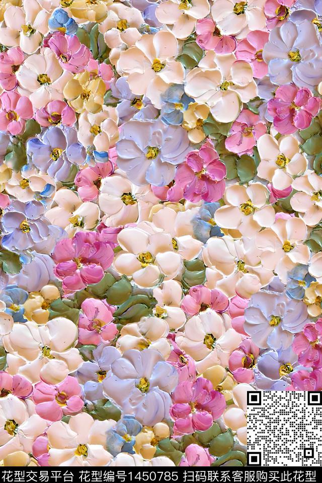 花卉小清新真丝数码印花华亿平台下载（图片编号: 1450785） - 瓦栏（Walan）