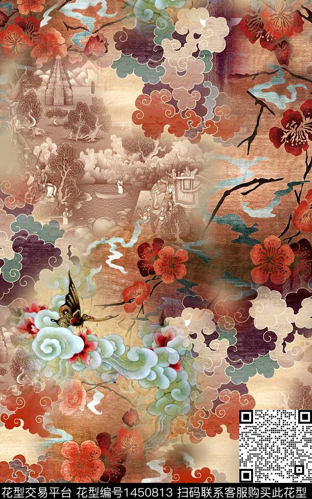 肌理数码华亿平台花卉数码印花华亿平台下载（图片编号: 1450813） - 瓦栏（Walan）