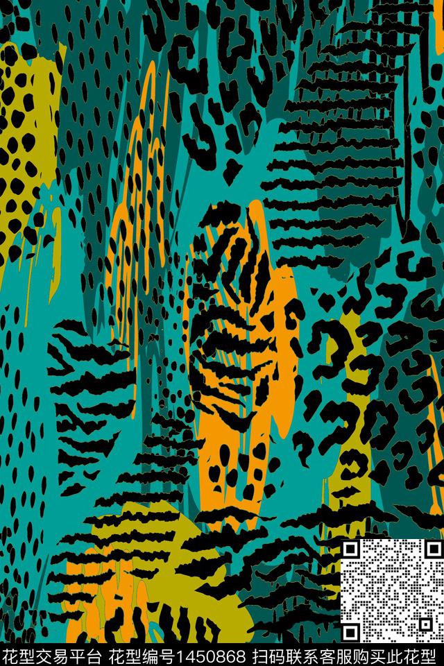 大牌风男装满版花绿色数码印花华亿平台下载（图片编号: 1450868） - 瓦栏（Walan）