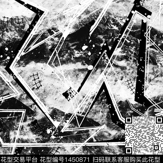 几何字母数码华亿平台数码印花华亿平台下载（图片编号: 1450871） - 瓦栏（Walan）