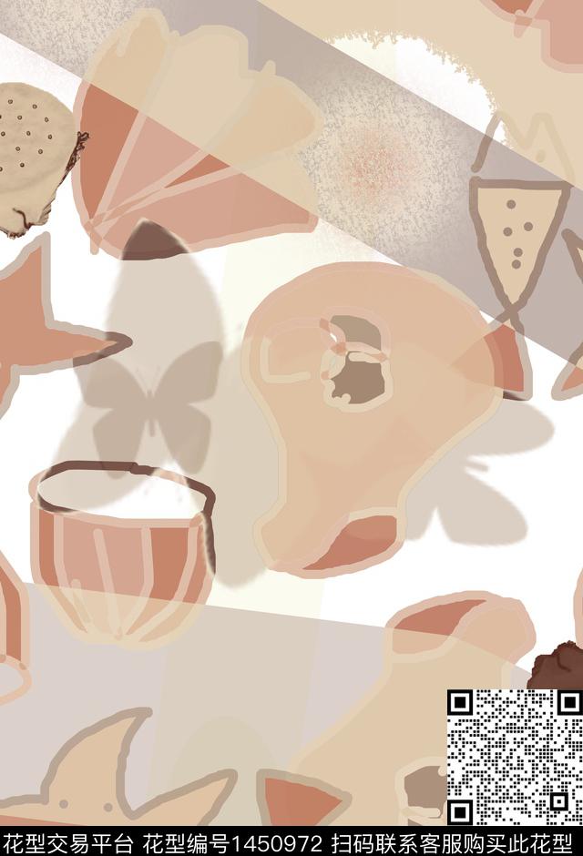 几何大牌风抽象数码印花华亿平台下载（图片编号: 1450972） - 瓦栏（Walan）