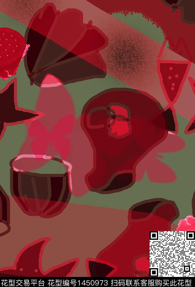 几何大牌风抽象数码印花华亿平台下载（图片编号: 1450973） - 瓦栏（Walan）