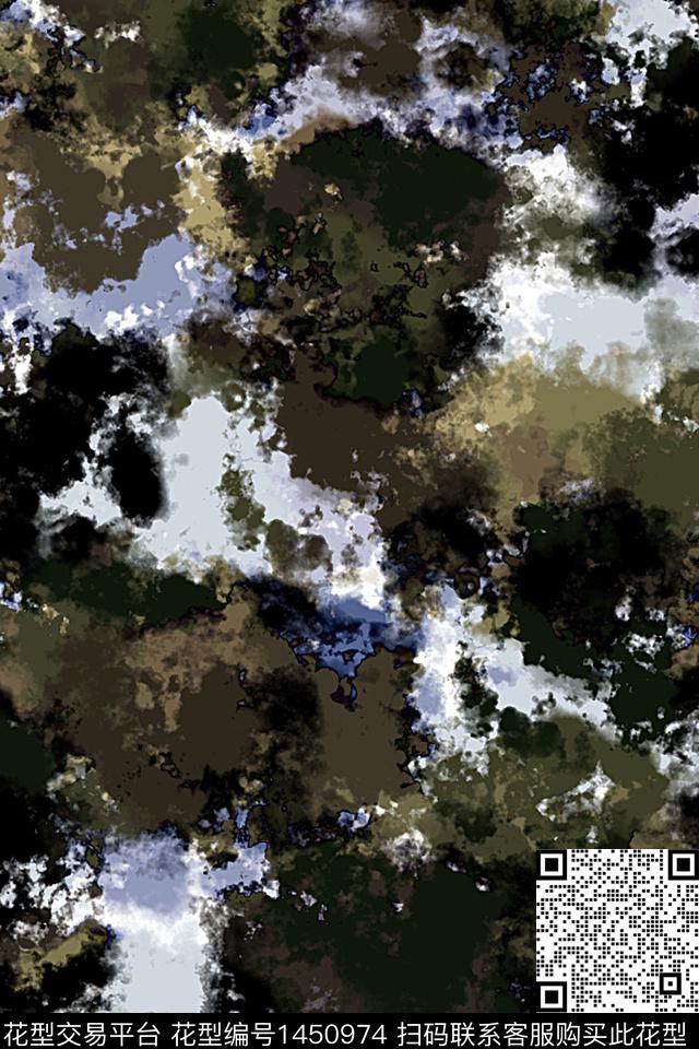 扎染华亿平台迷彩大牌风数码印花华亿平台下载（图片编号: 1450974） - 瓦栏（Walan）