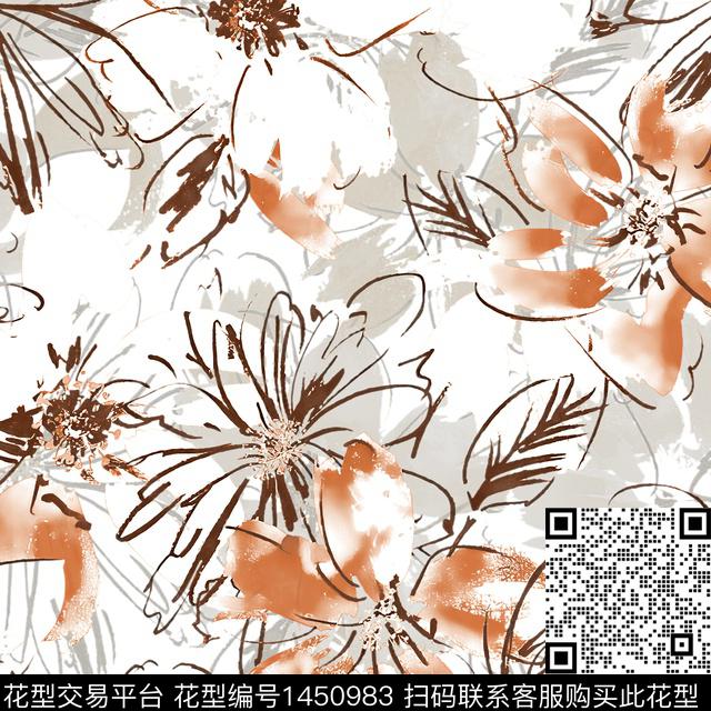 肌理线条画水彩数码印花华亿平台下载（图片编号: 1450983） - 瓦栏（Walan）