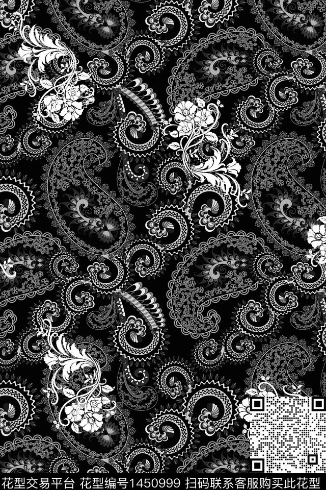 民族风佩斯利大牌风数码印花华亿平台下载（图片编号: 1450999） - 瓦栏（Walan）