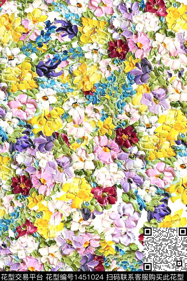 花卉小清新真丝数码印花华亿平台下载（图片编号: 1451024） - 瓦栏（Walan）