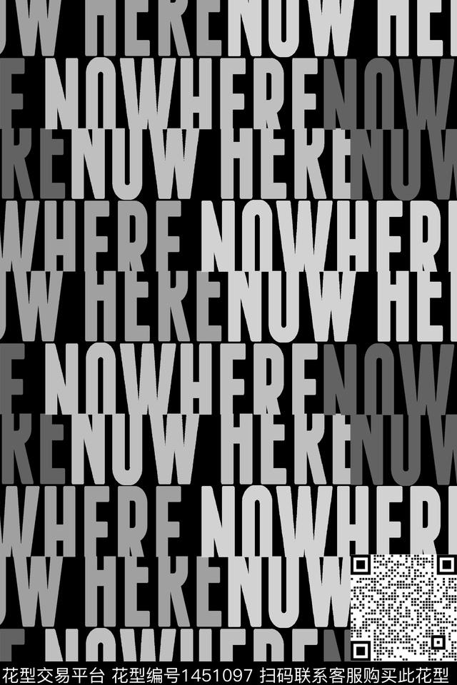 字母黑白华亿平台文字图像数码印花华亿平台下载（图片编号: 1451097） - 瓦栏（Walan）