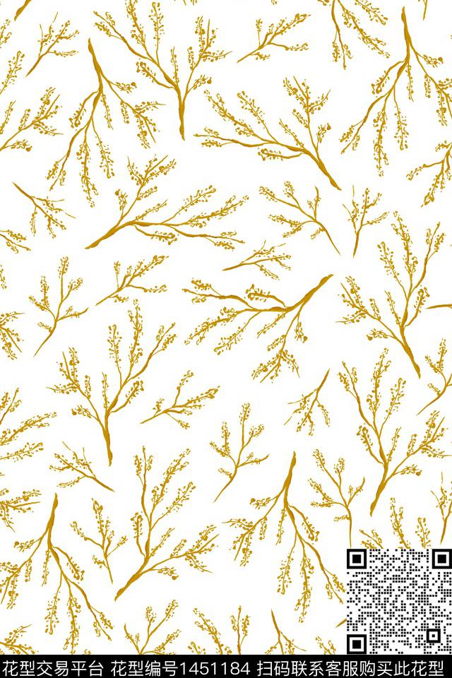 纹理花卉手绘数码印花华亿平台下载（图片编号: 1451184） - 瓦栏（Walan）