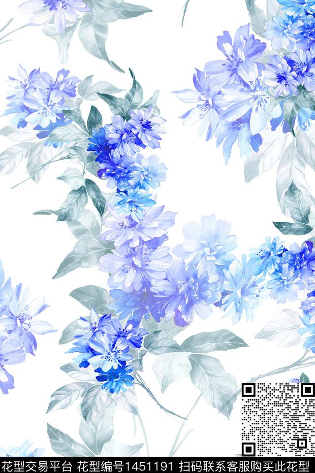 清爽底花卉花卉大牌风数码印花华亿平台下载（图片编号: 1451191） - 瓦栏（Walan）