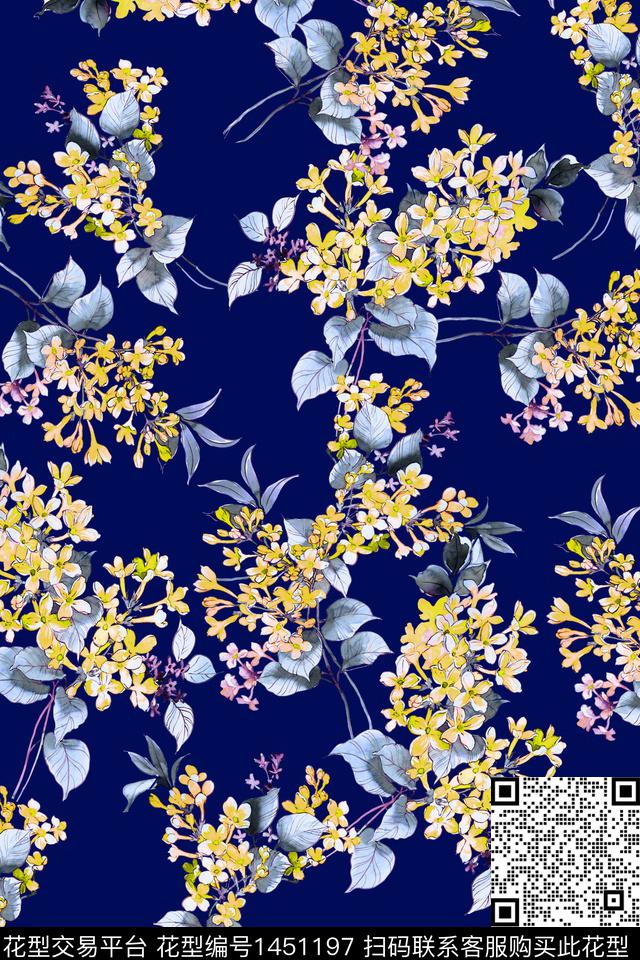 清爽底花卉花卉大牌风数码印花华亿平台下载（图片编号: 1451197） - 瓦栏（Walan）