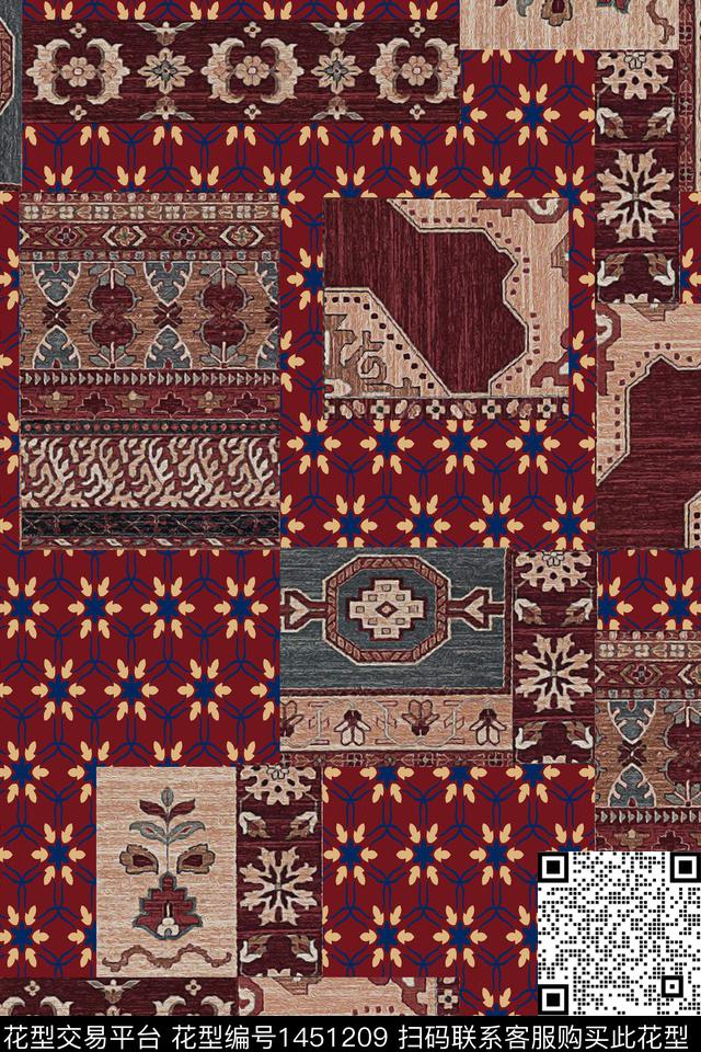 传统纹样大牌风香云纱数码印花华亿平台下载（图片编号: 1451209） - 瓦栏（Walan）