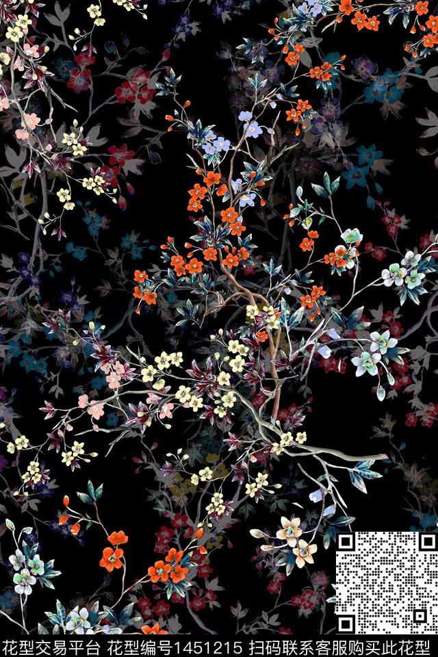 时尚中国风真丝数码印花华亿平台下载（图片编号: 1451215） - 瓦栏（Walan）