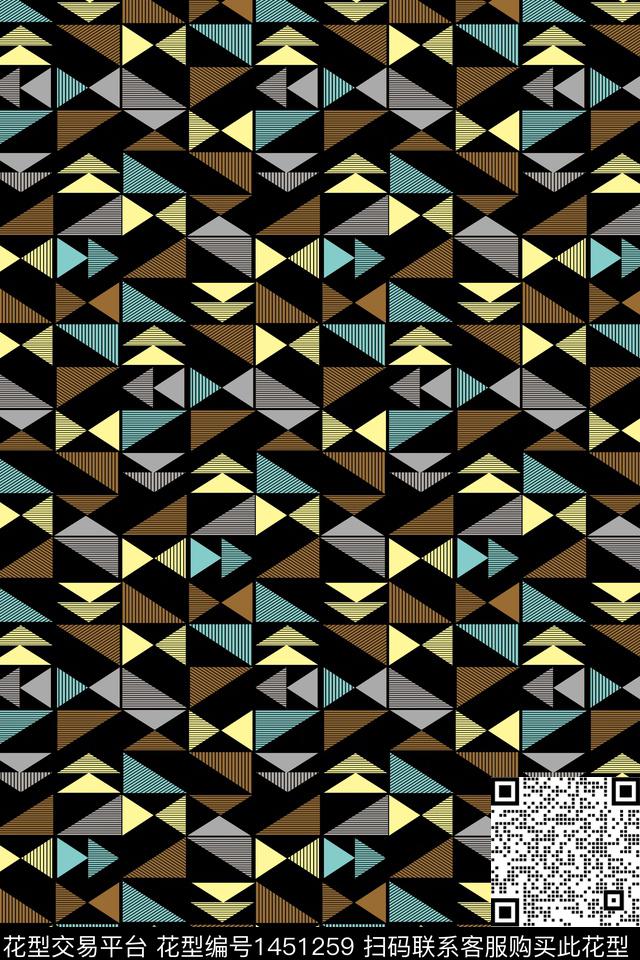 格子几何大牌风数码印花华亿平台下载（图片编号: 1451259） - 瓦栏（Walan）