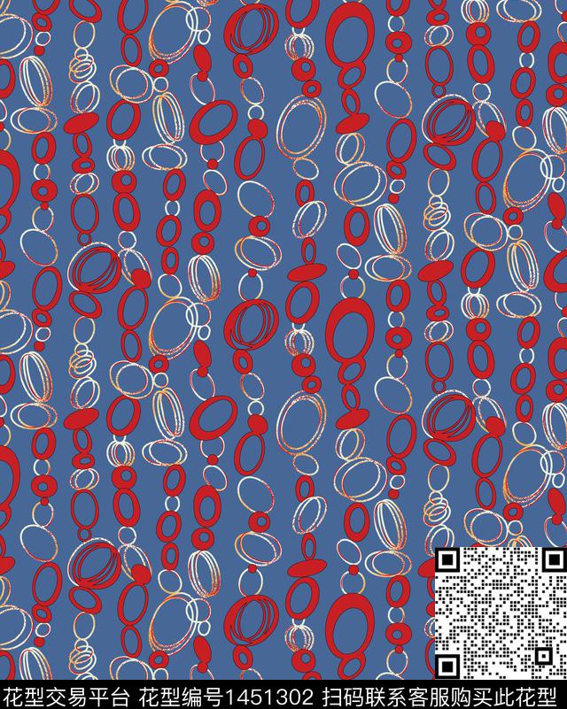 几何圆形链条数码印花华亿平台下载（图片编号: 1451302） - 瓦栏（Walan）