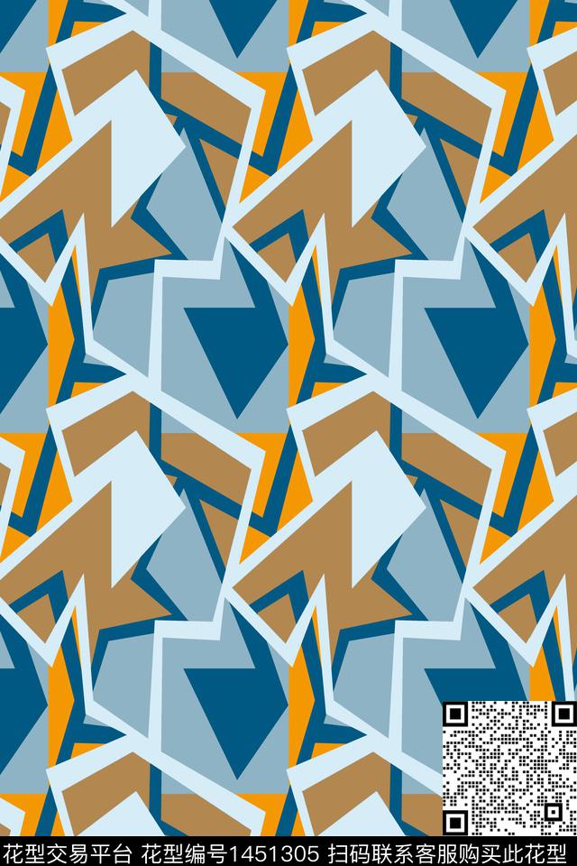 男装满版花格子几何数码印花华亿平台下载（图片编号: 1451305） - 瓦栏（Walan）