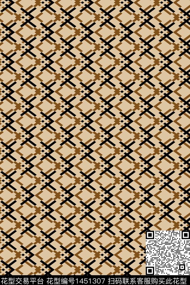 潮牌格子几何数码印花华亿平台下载（图片编号: 1451307） - 瓦栏（Walan）
