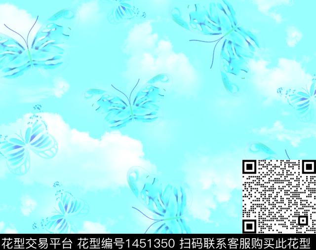 花卉蝴蝶水彩数码华亿平台数码印花华亿平台下载（图片编号: 1451350） - 瓦栏（Walan）