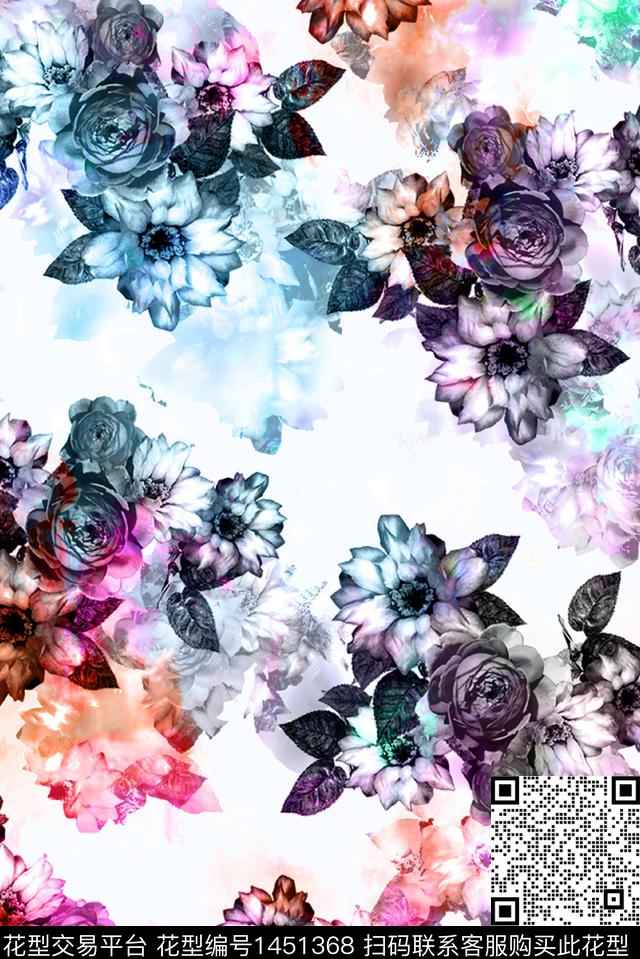 炫彩扎染华亿平台大牌风数码印花华亿平台下载（图片编号: 1451368） - 瓦栏（Walan）