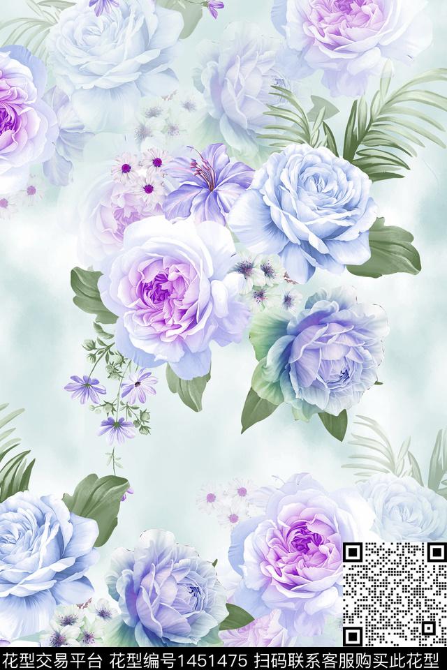 时尚花卉小清新数码印花华亿平台下载（图片编号: 1451475） - 瓦栏（Walan）