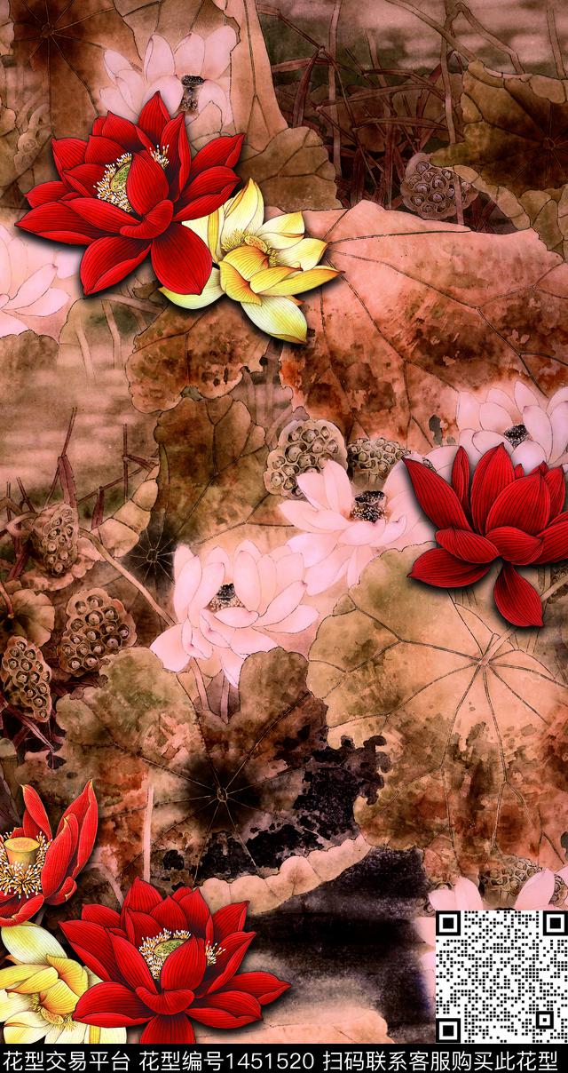 数码华亿平台民族风花卉数码印花华亿平台下载（图片编号: 1451520） - 瓦栏（Walan）