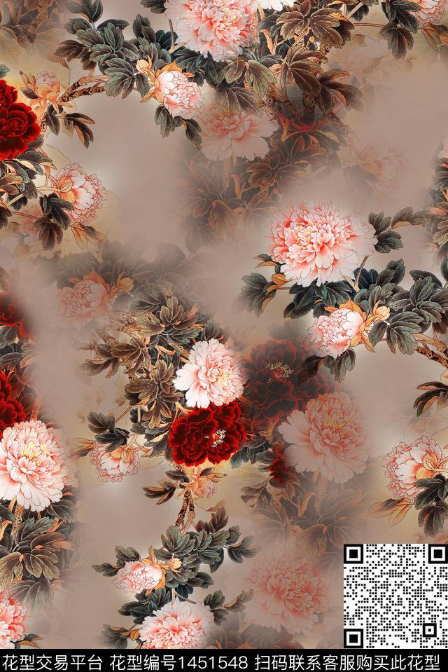 女装民族风花卉数码印花华亿平台下载（图片编号: 1451548） - 瓦栏（Walan）