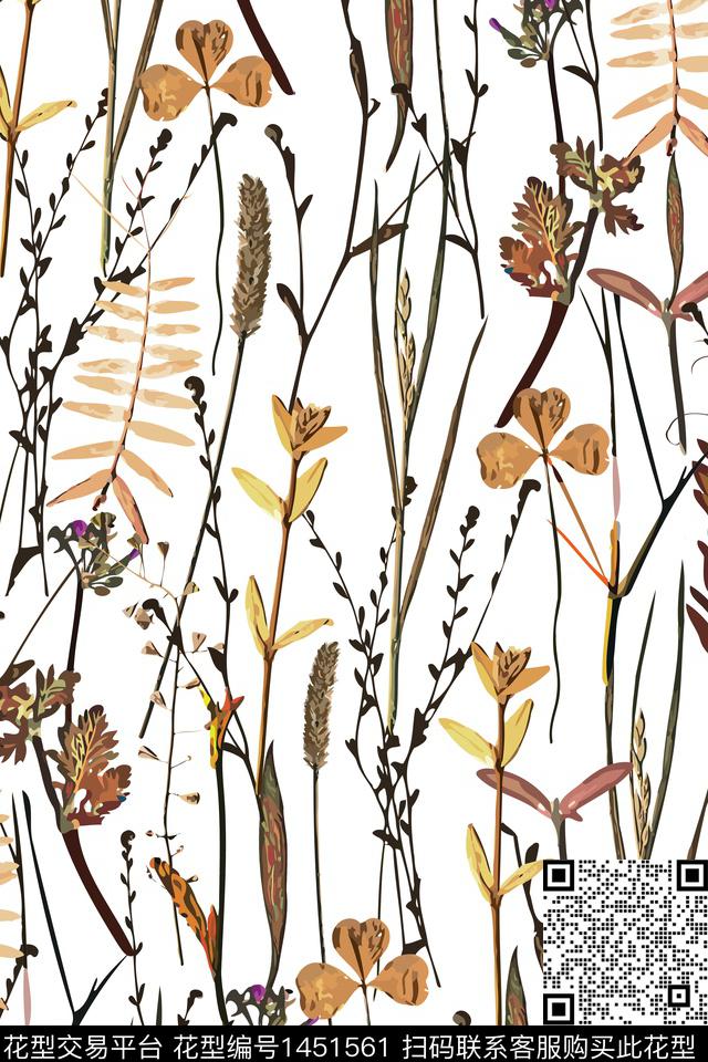 植物年轻女性大牌风数码印花华亿平台下载（图片编号: 1451561） - 瓦栏（Walan）