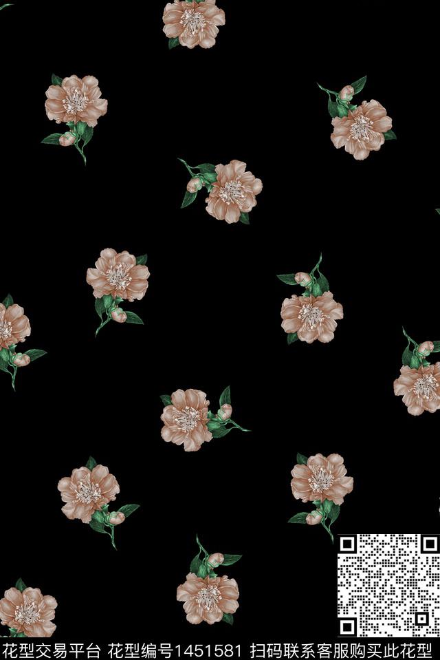 花卉大牌风年轻女性数码印花华亿平台下载（图片编号: 1451581） - 瓦栏（Walan）