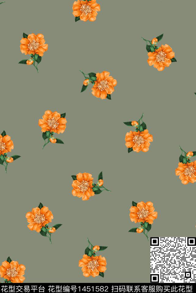 花卉大牌风年轻女性数码印花华亿平台下载（图片编号: 1451582） - 瓦栏（Walan）