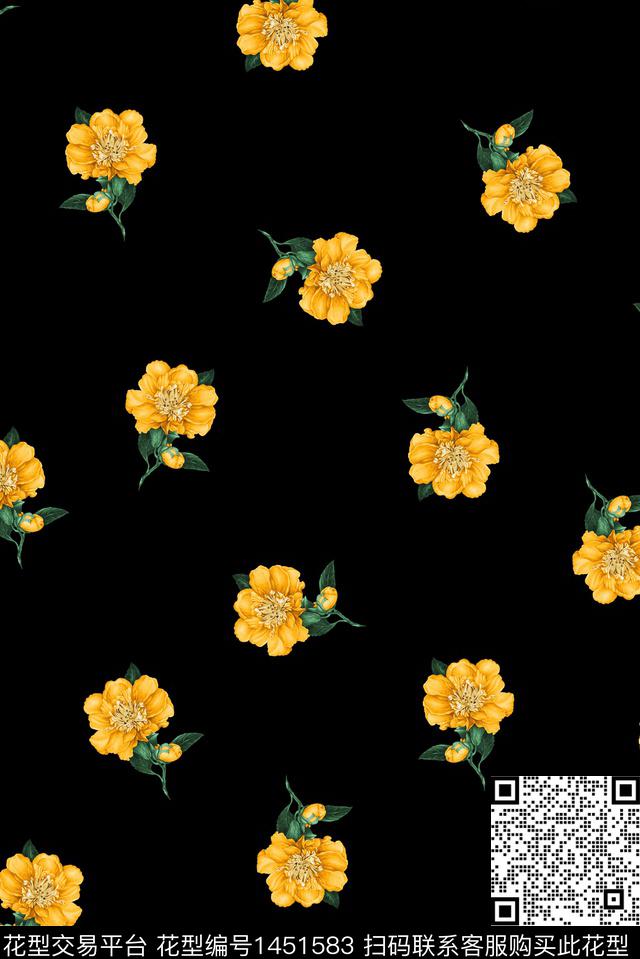 花卉大牌风年轻女性数码印花华亿平台下载（图片编号: 1451583） - 瓦栏（Walan）