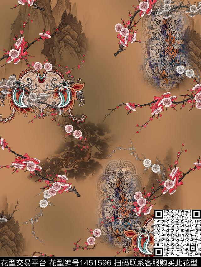 几何数码华亿平台旗袍数码印花华亿平台下载（图片编号: 1451596） - 瓦栏（Walan）