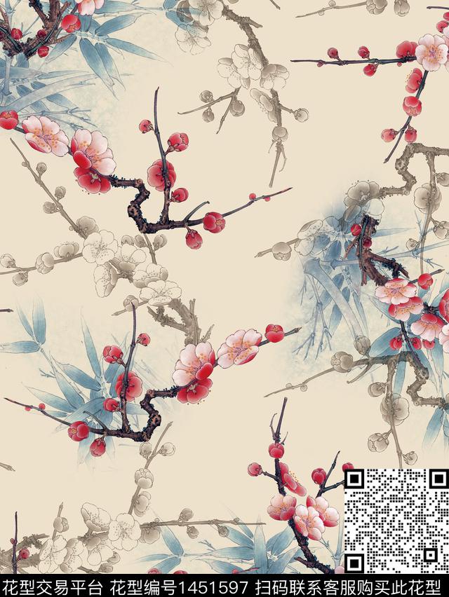 格子定位花数码华亿平台数码印花华亿平台下载（图片编号: 1451597） - 瓦栏（Walan）