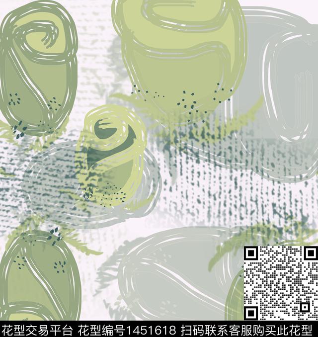 花卉抽象手绘数码印花华亿平台下载（图片编号: 1451618） - 瓦栏（Walan）