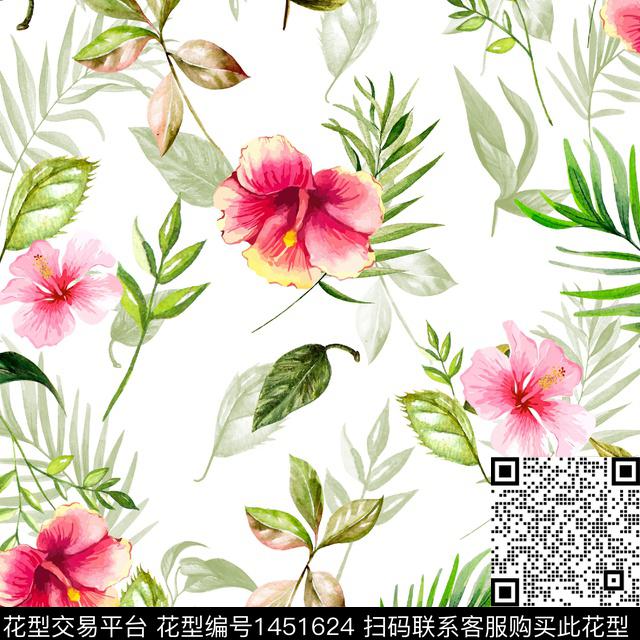 时尚热带华亿平台真丝数码印花华亿平台下载（图片编号: 1451624） - 瓦栏（Walan）