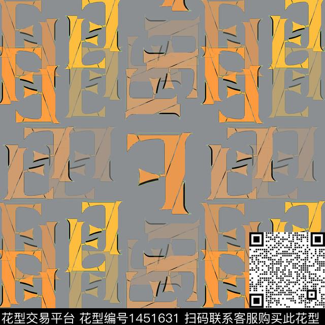 格子字母大牌风传统印花华亿平台下载（图片编号: 1451631） - 瓦栏（Walan）