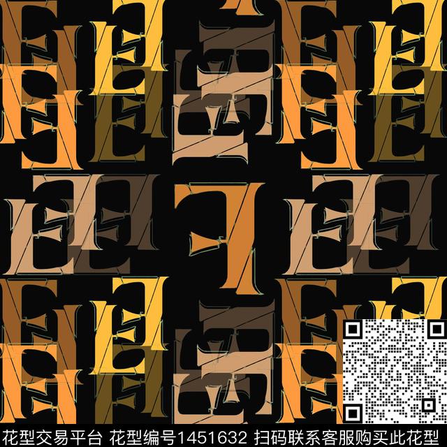 格子字母大牌风传统印花华亿平台下载（图片编号: 1451632） - 瓦栏（Walan）