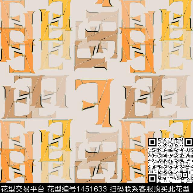 格子字母大牌风传统印花华亿平台下载（图片编号: 1451633） - 瓦栏（Walan）