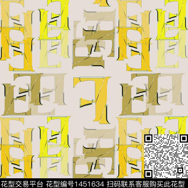 格子字母大牌风传统印花华亿平台下载（图片编号: 1451634） - 瓦栏（Walan）