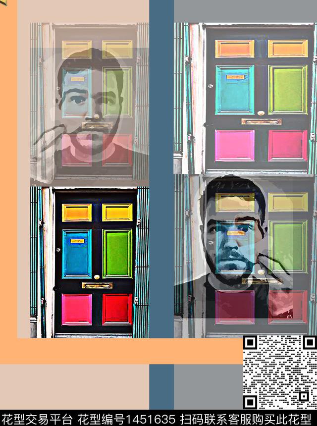 格子字母定位花传统印花华亿平台下载（图片编号: 1451635） - 瓦栏（Walan）