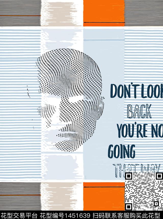 胸前独幅格子字母传统印花华亿平台下载（图片编号: 1451639） - 瓦栏（Walan）