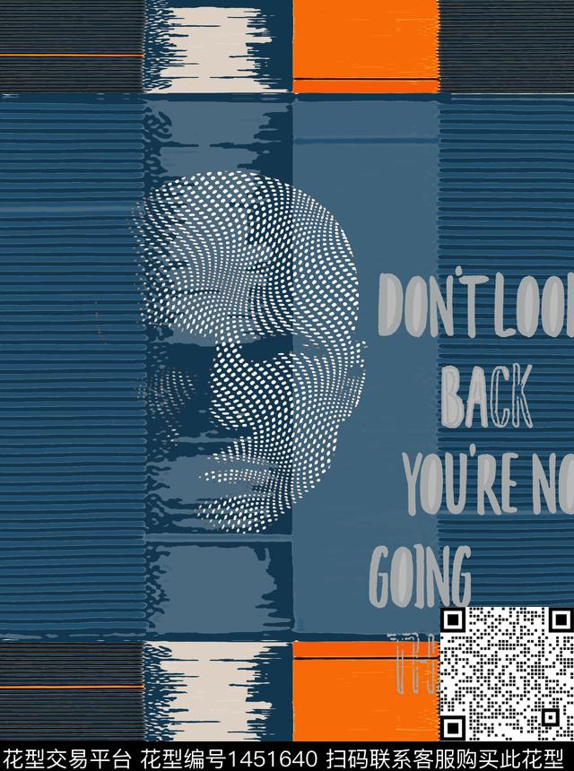 胸前独幅格子字母传统印花华亿平台下载（图片编号: 1451640） - 瓦栏（Walan）