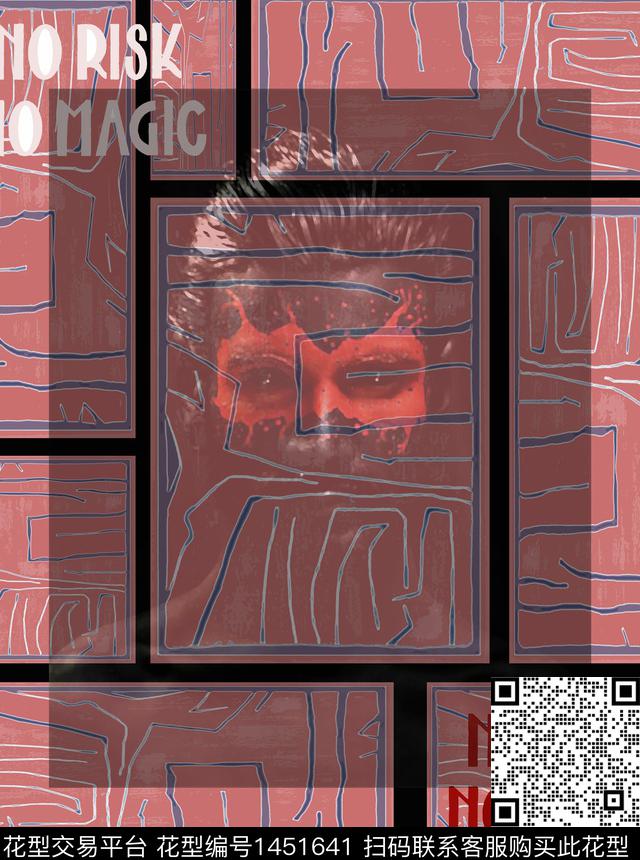 格子字母定位花传统印花华亿平台下载（图片编号: 1451641） - 瓦栏（Walan）