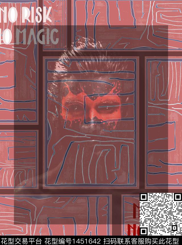 格子字母定位花传统印花华亿平台下载（图片编号: 1451642） - 瓦栏（Walan）