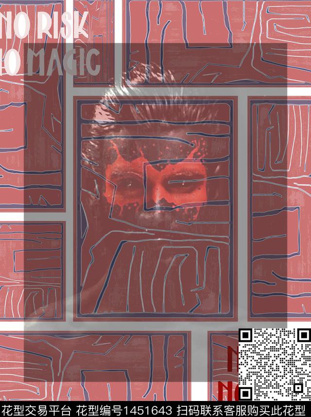 格子字母定位花传统印花华亿平台下载（图片编号: 1451643） - 瓦栏（Walan）