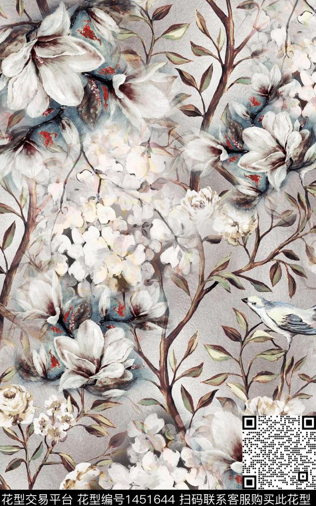 肌理数码华亿平台花卉数码印花华亿平台下载（图片编号: 1451644） - 瓦栏（Walan）