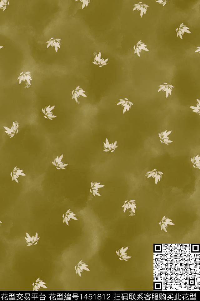 绿色花卉抽象数码印花华亿平台下载（图片编号: 1451812） - 瓦栏（Walan）