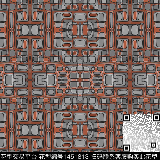 格子几何大牌风传统印花华亿平台下载（图片编号: 1451813） - 瓦栏（Walan）