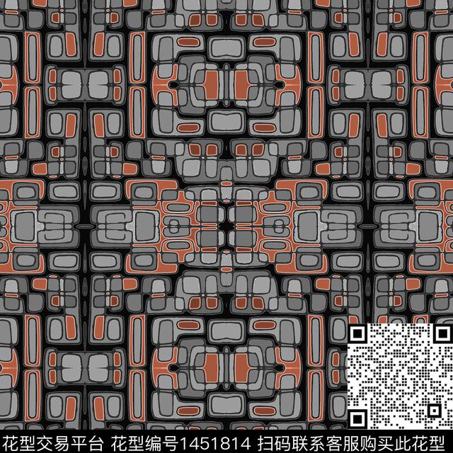 格子几何大牌风传统印花华亿平台下载（图片编号: 1451814） - 瓦栏（Walan）