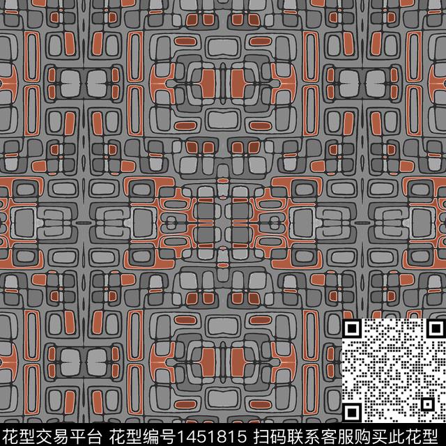 格子几何大牌风传统印花华亿平台下载（图片编号: 1451815） - 瓦栏（Walan）