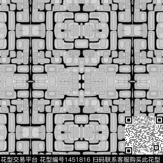 格子几何大牌风传统印花华亿平台下载（图片编号: 1451816） - 瓦栏（Walan）